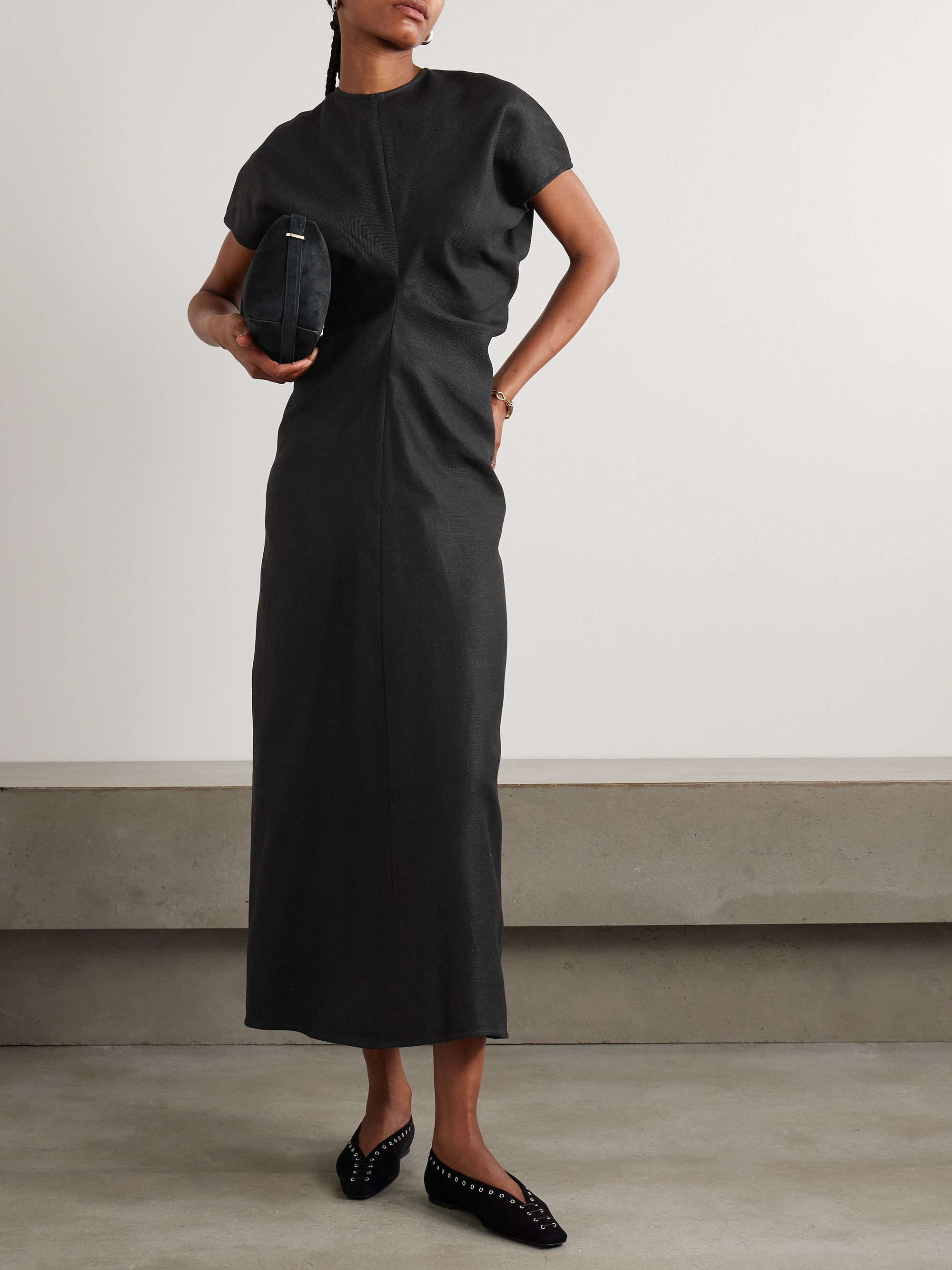 TOTEME Gathered woven midi dress