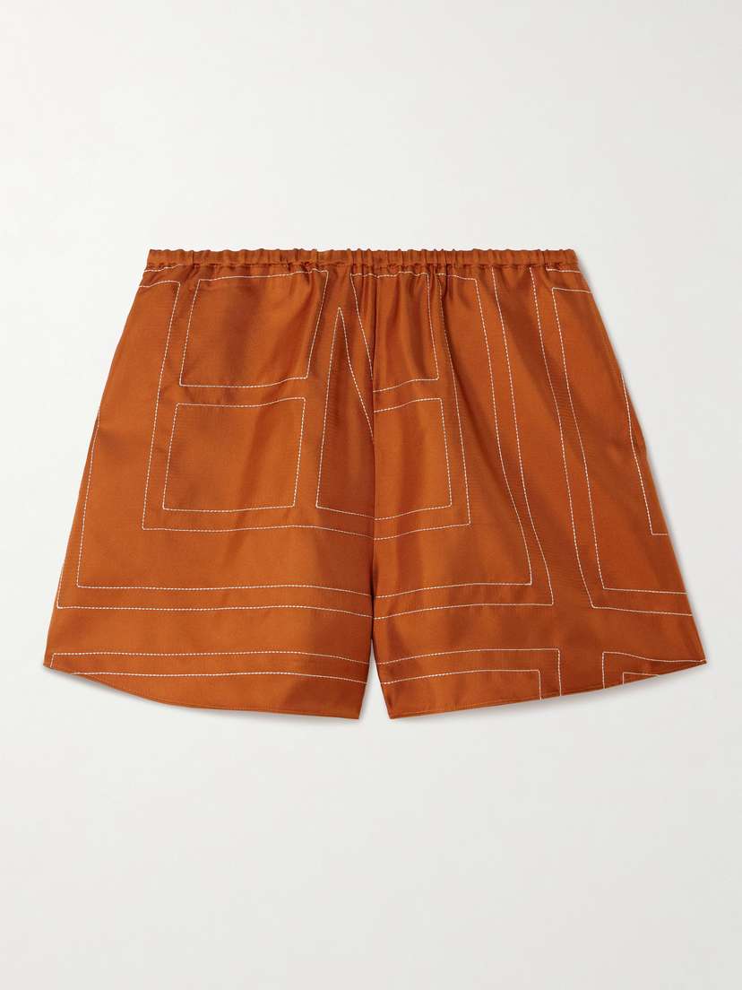 TOTEME Embroidered Silk-twill Shorts