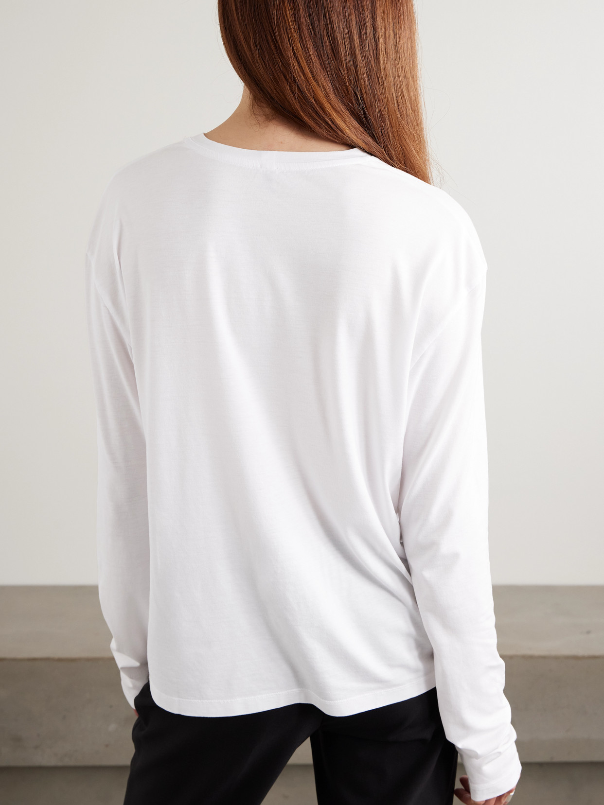 Totême Classic Long-sleeve Lyocell And Cotton T-shirt In White