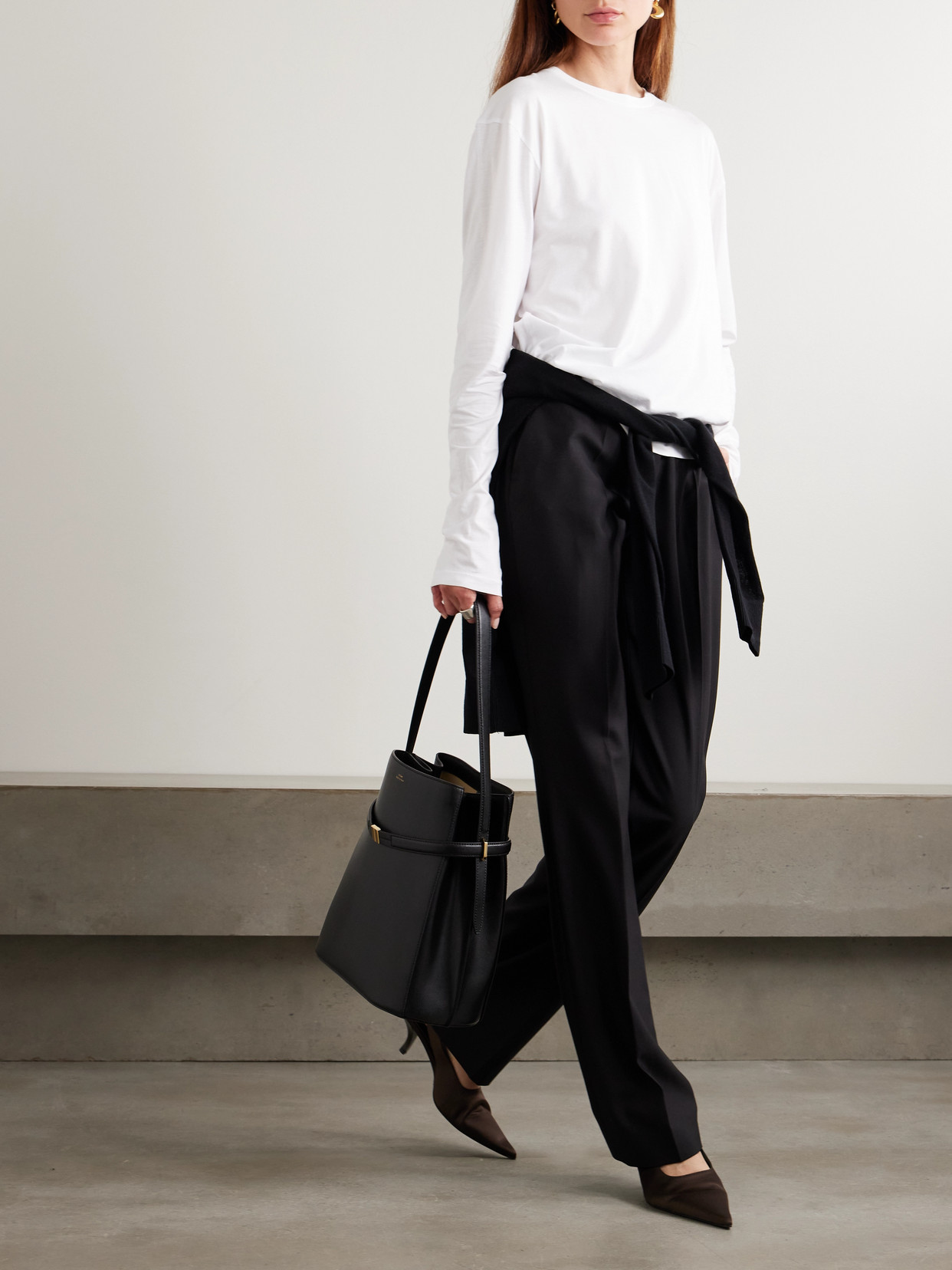 Totême Classic Long-sleeve Lyocell And Cotton T-shirt In White