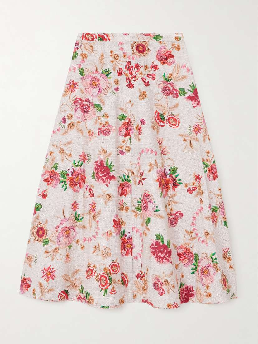 Mary Katrantzou Etta Floral-print Cotton-poplin Midi Skirt