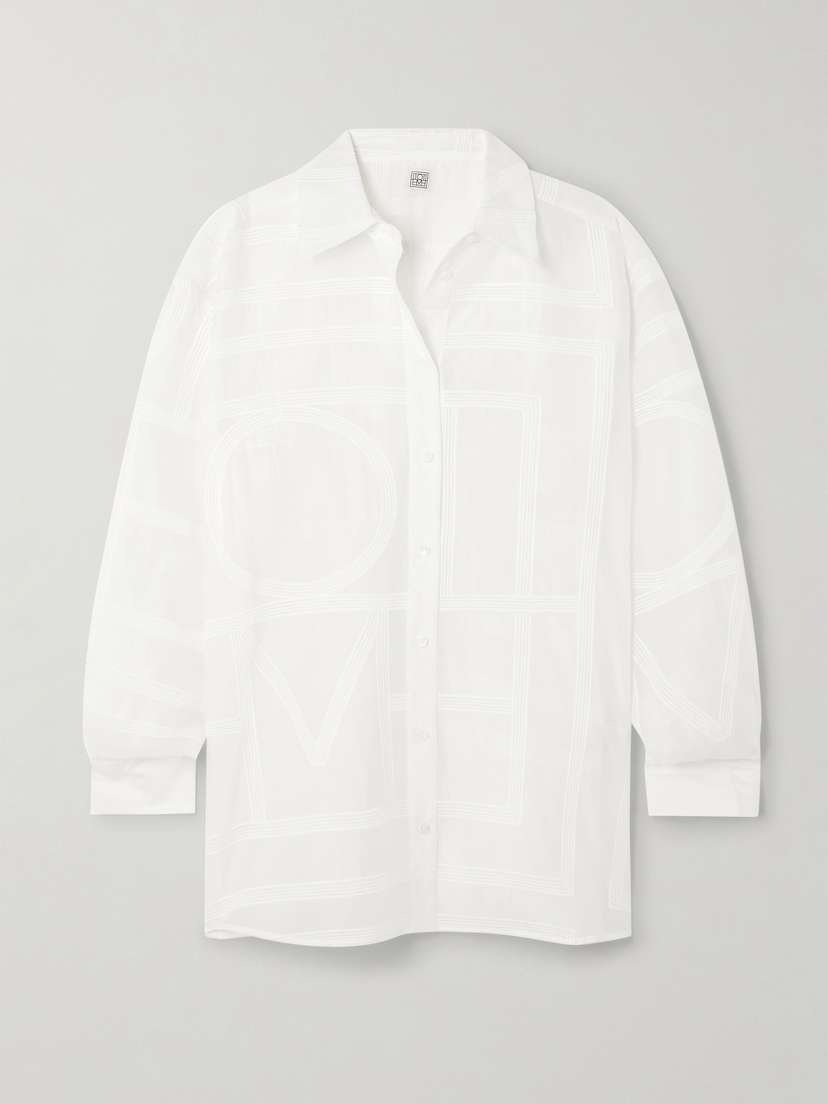 TOTEME Embroidered Organic Cotton And Silk-blend Voile Shirt