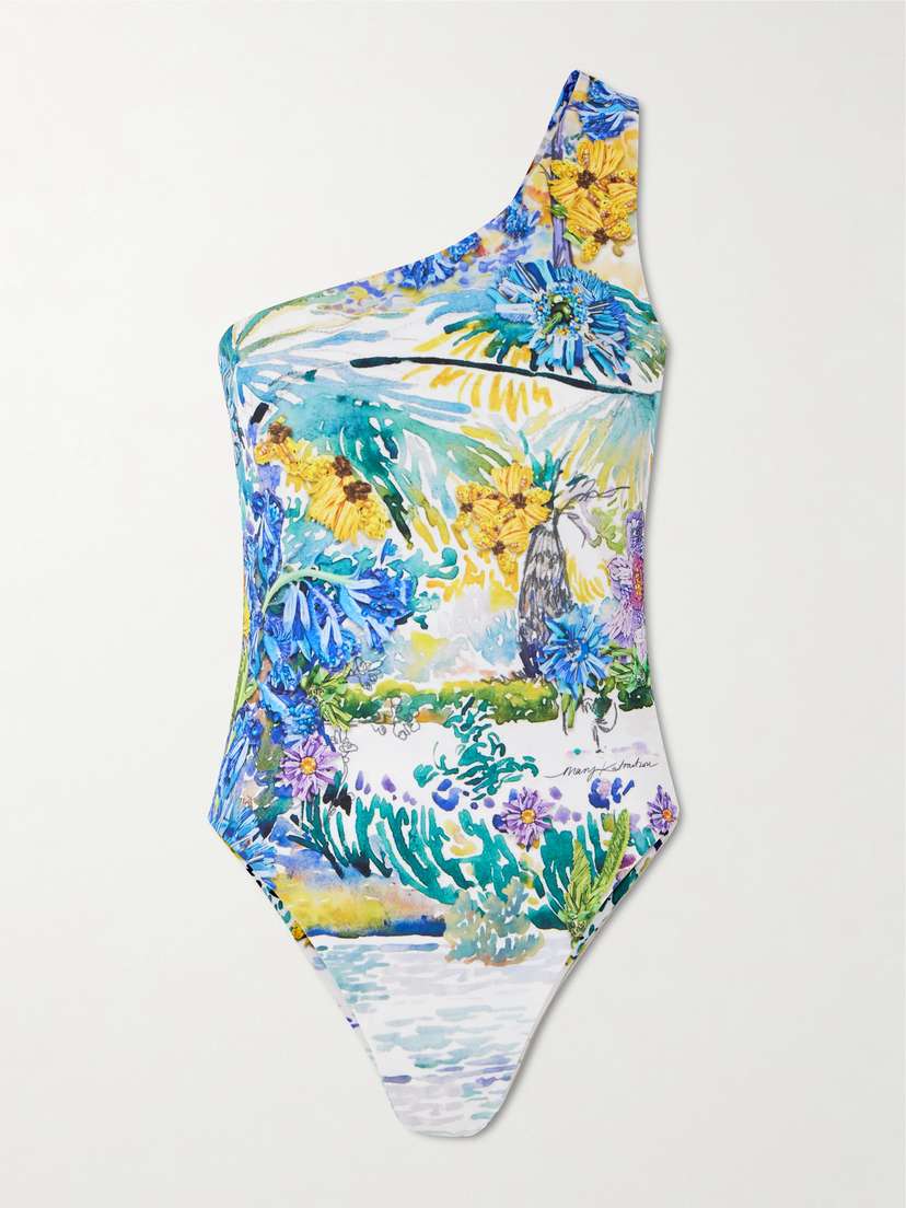 Mary Katrantzou Nata One-shoulder Printed Swimsuit