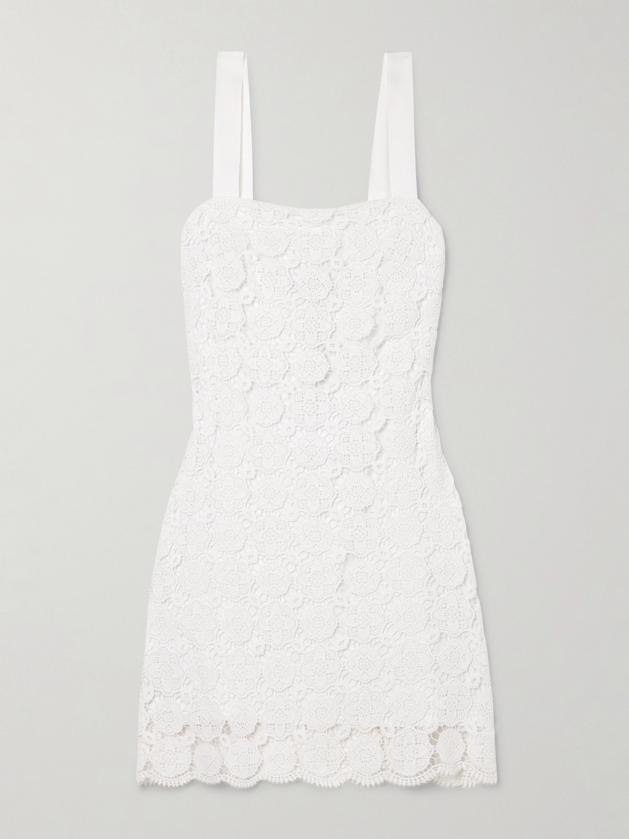 Miguelina Kira Grosgrain-trimmed Guipure Lace Cotton Mini Dress
