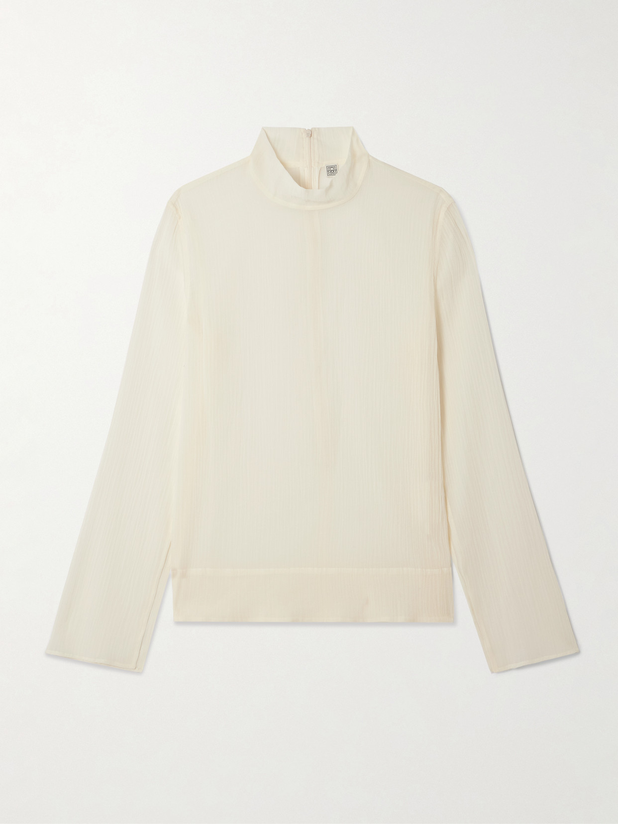 Totême Cotton And Silk-blend Crepon Turtleneck Blouse