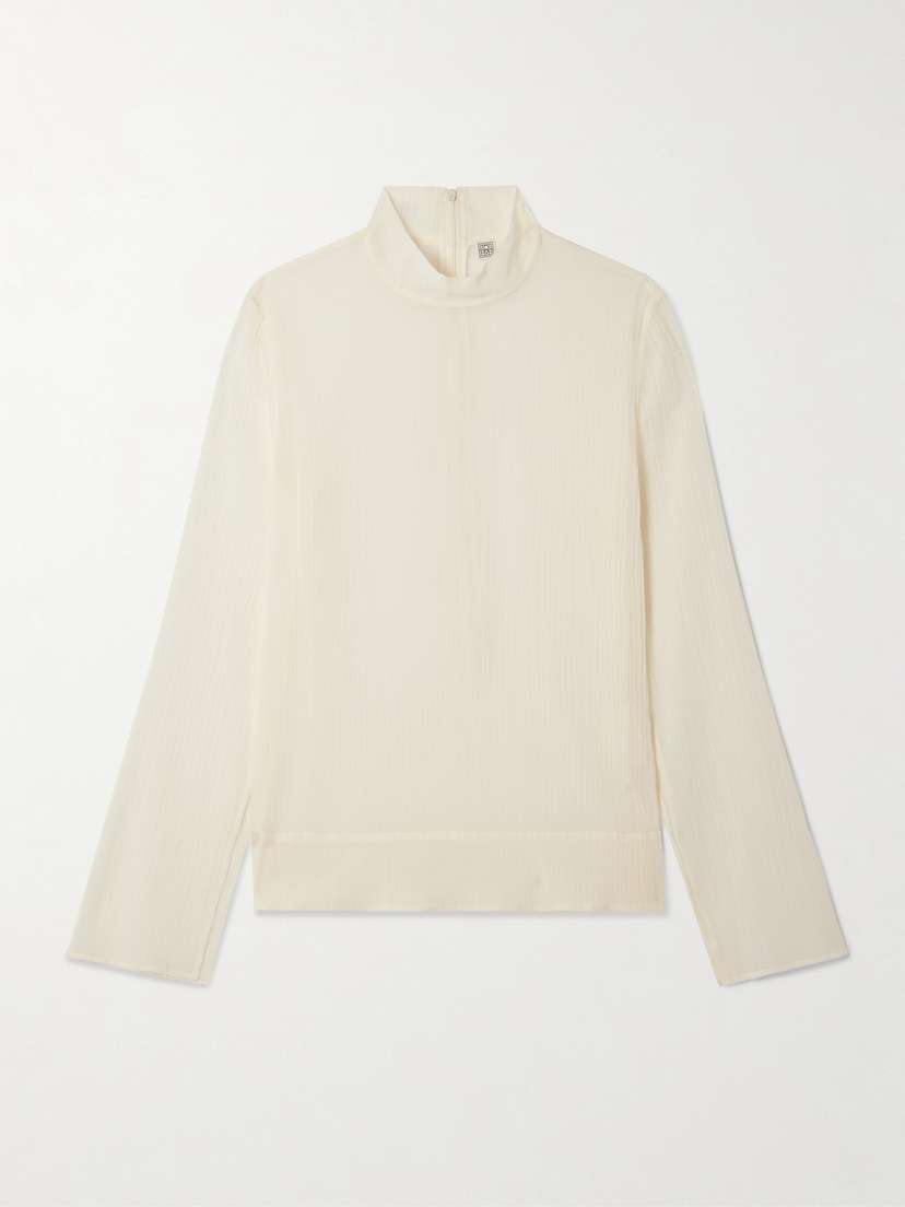 Toteme — Cotton and silk-blend crepon turtleneck blouse