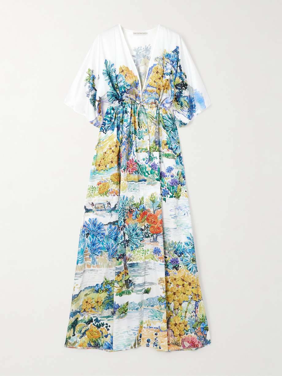 taormina floral-print twill kaftan