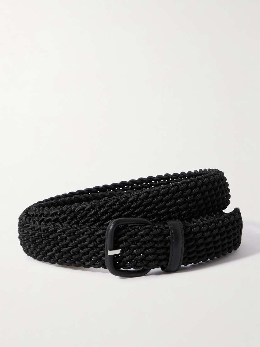 Charvet Woven Leather-trimmed Cord Belt