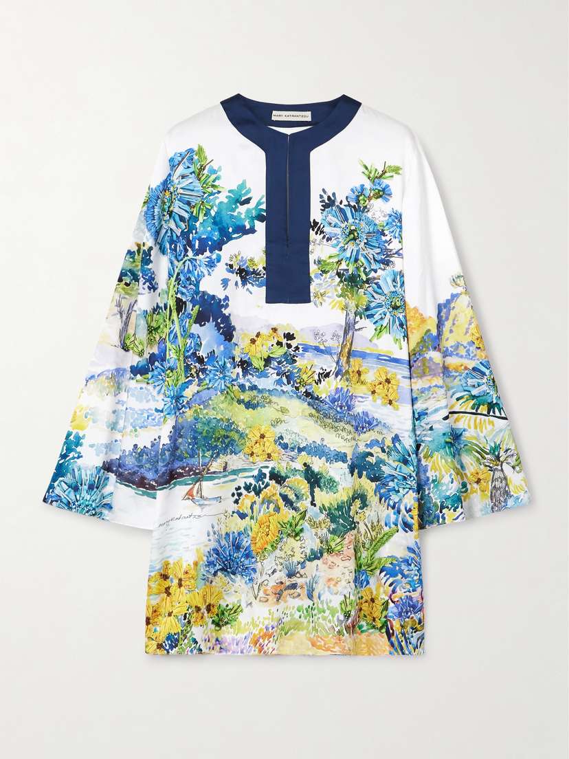 Mary Katrantzou Elsa Embroidered Floral-print Twill Mini Dress