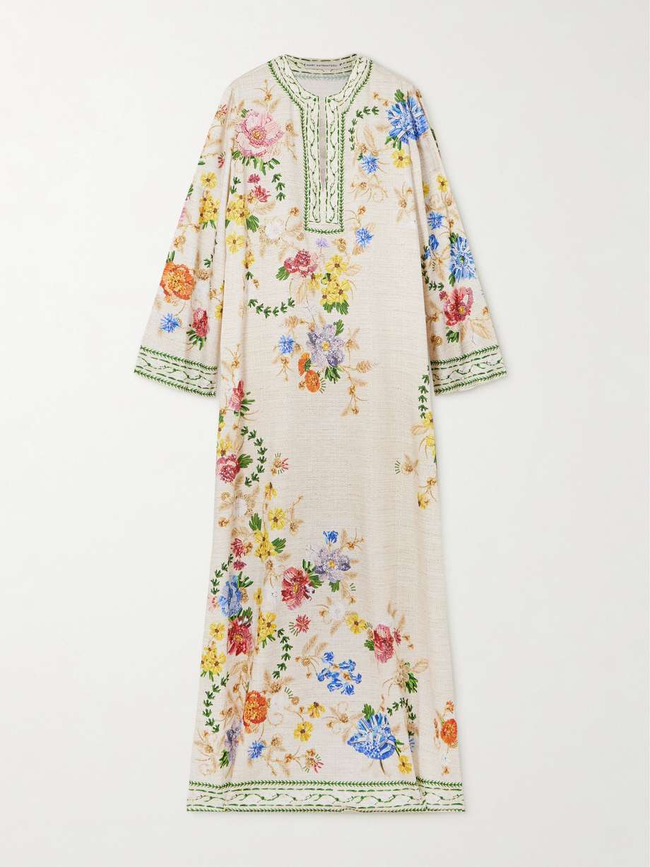 collins floral-print twill kaftan