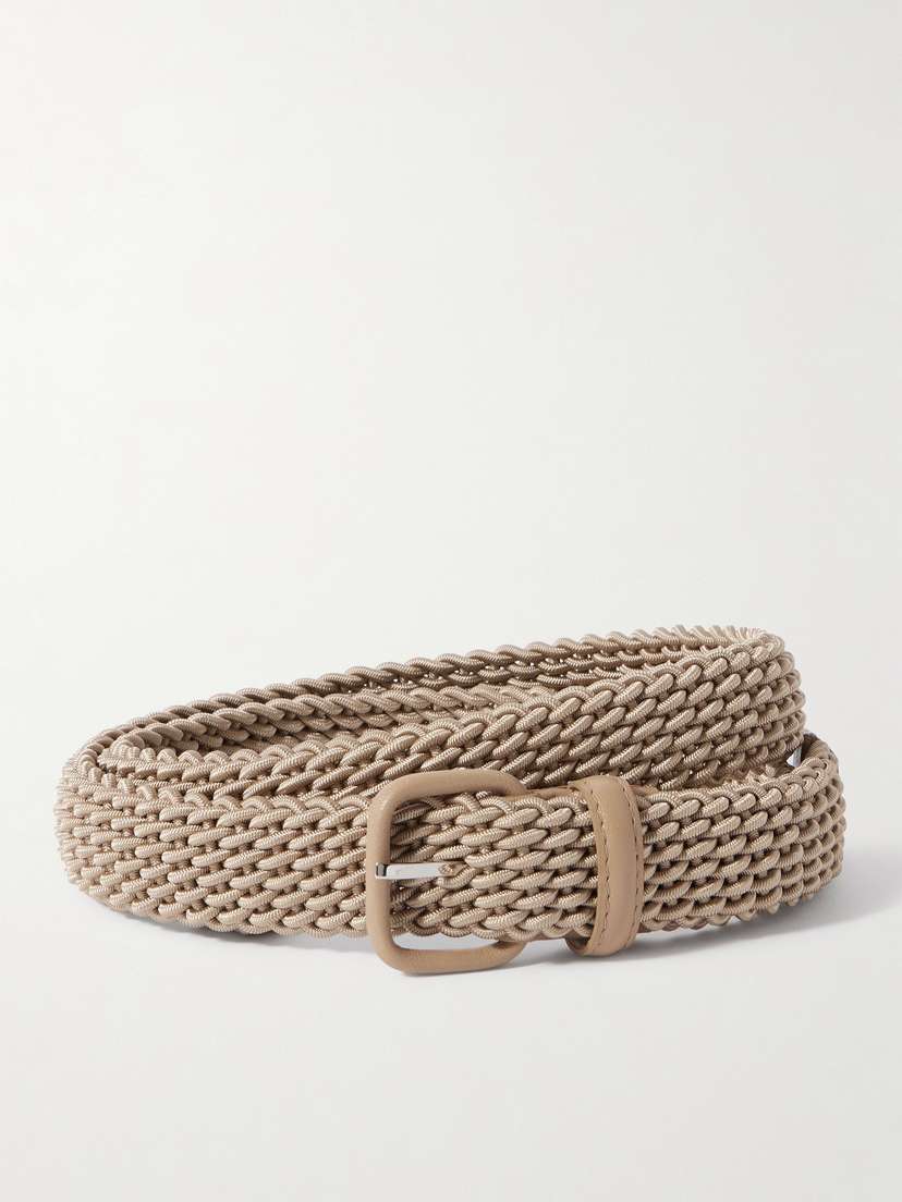 Charvet Woven Leather-trimmed Cord Belt