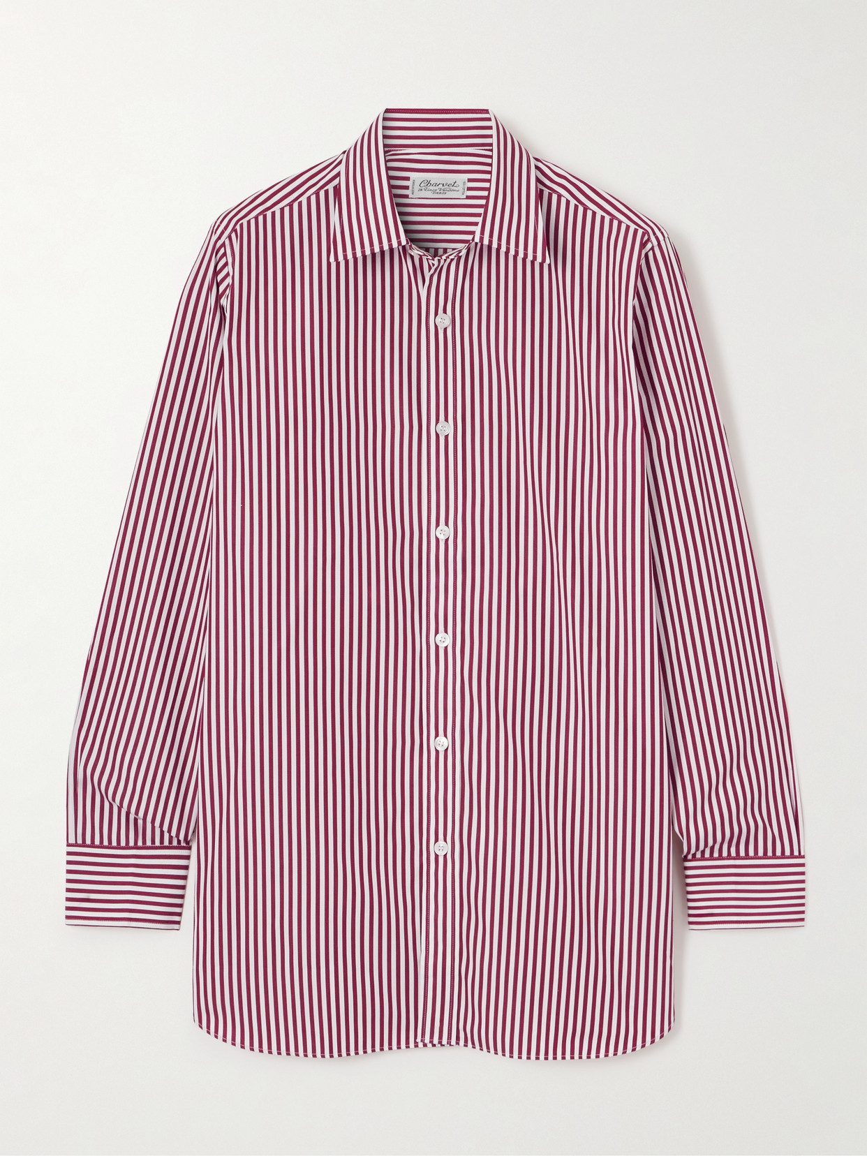 Charvet Striped Cotton-poplin Shirt In Burgundy