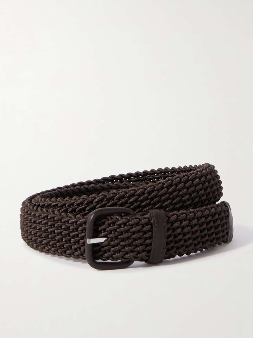 Charvet Woven Leather-trimmed Cord Belt