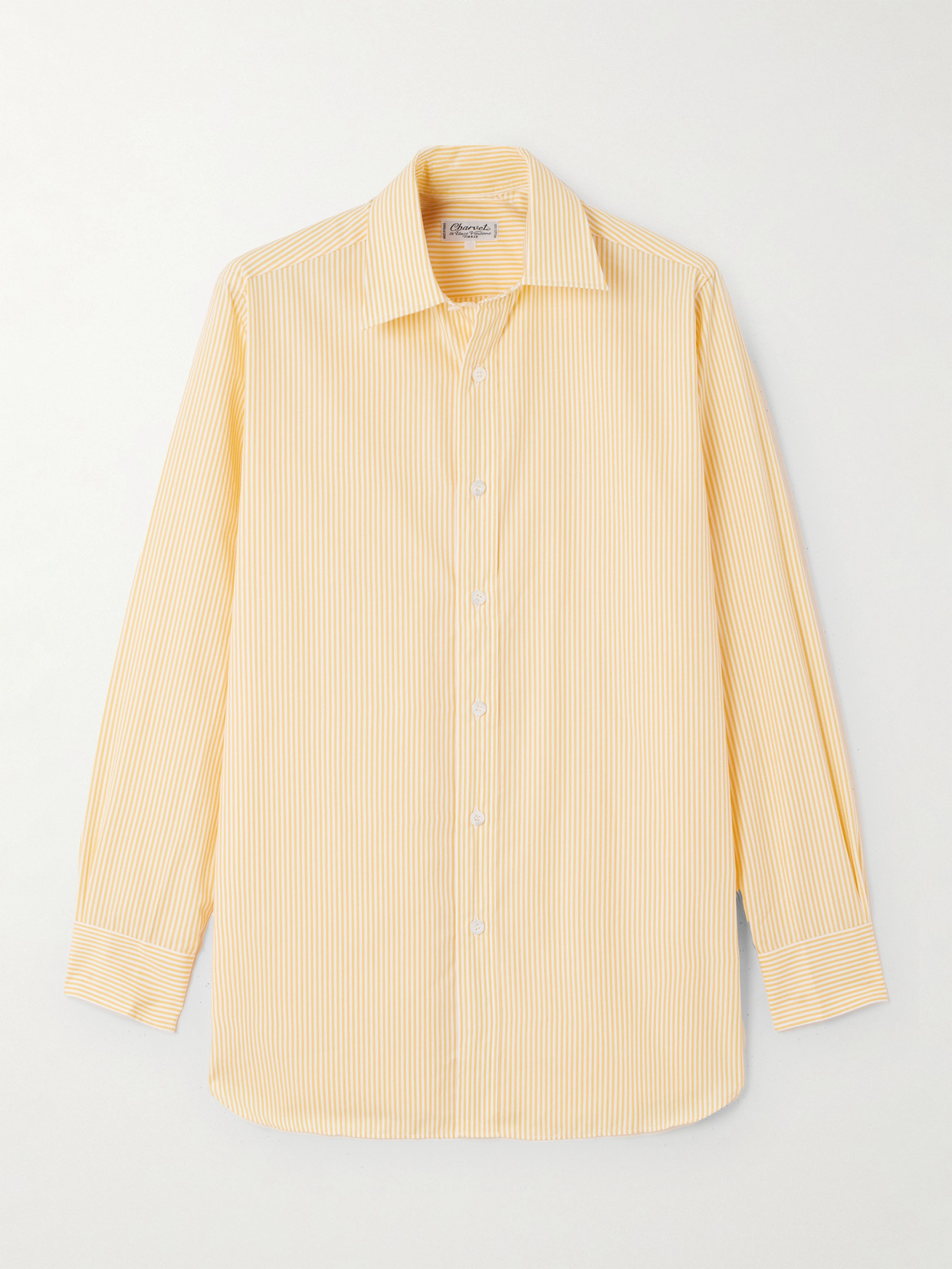 Charvet Striped Cotton-poplin Shirt In Yellow