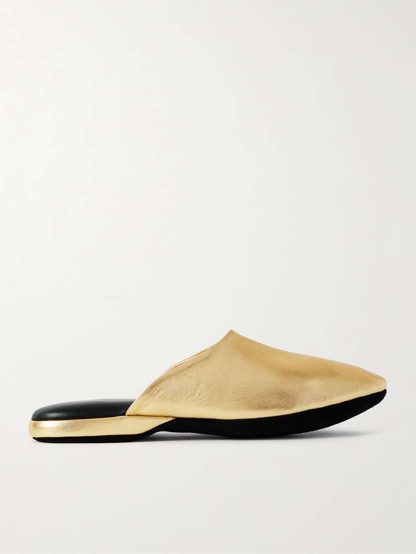 Charvet Metallic Leather Slippers