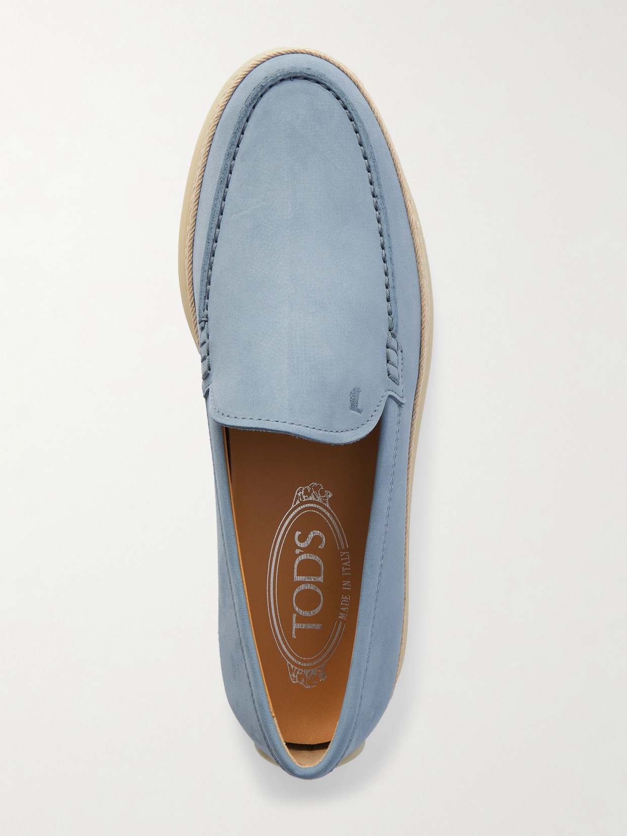 Tod's Gomma Raffia-trimmed Nubuck Loafers