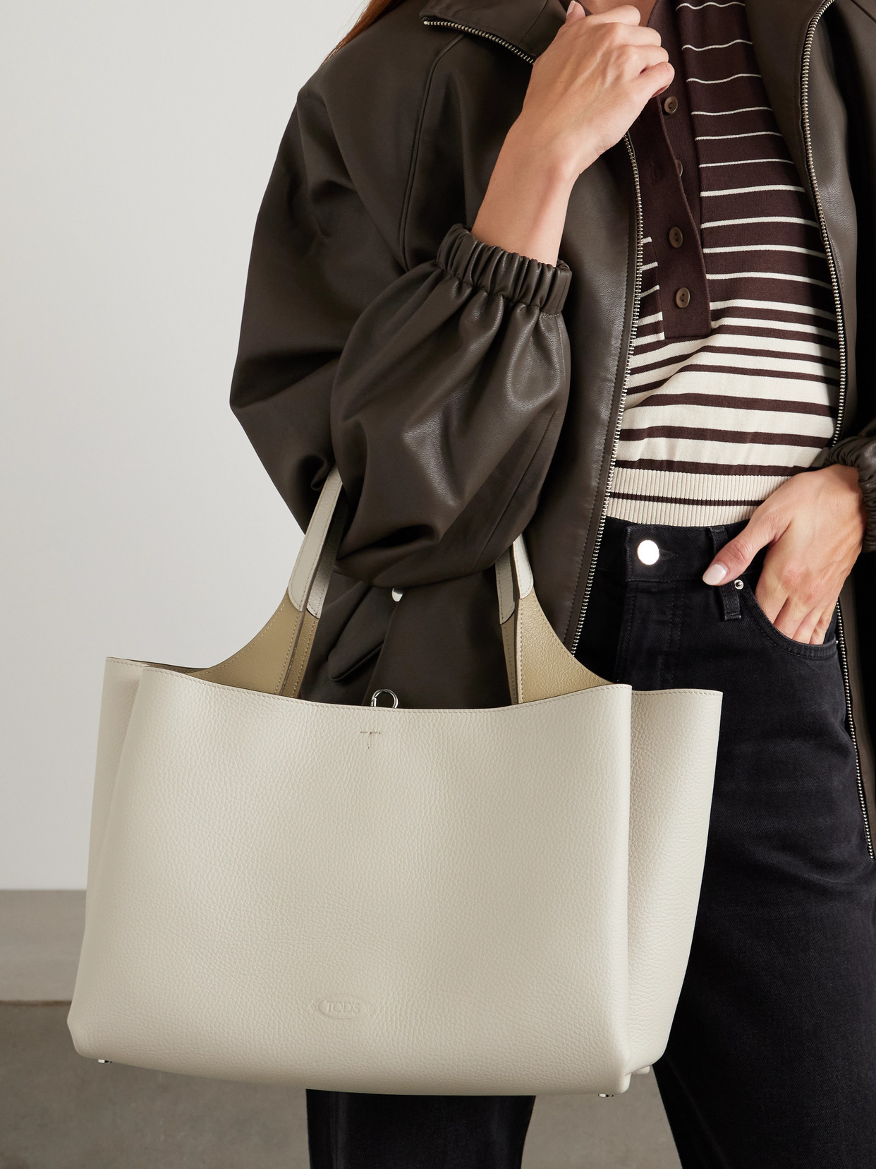 Tod's Apa 2 Manici Two-tone Leather Tote