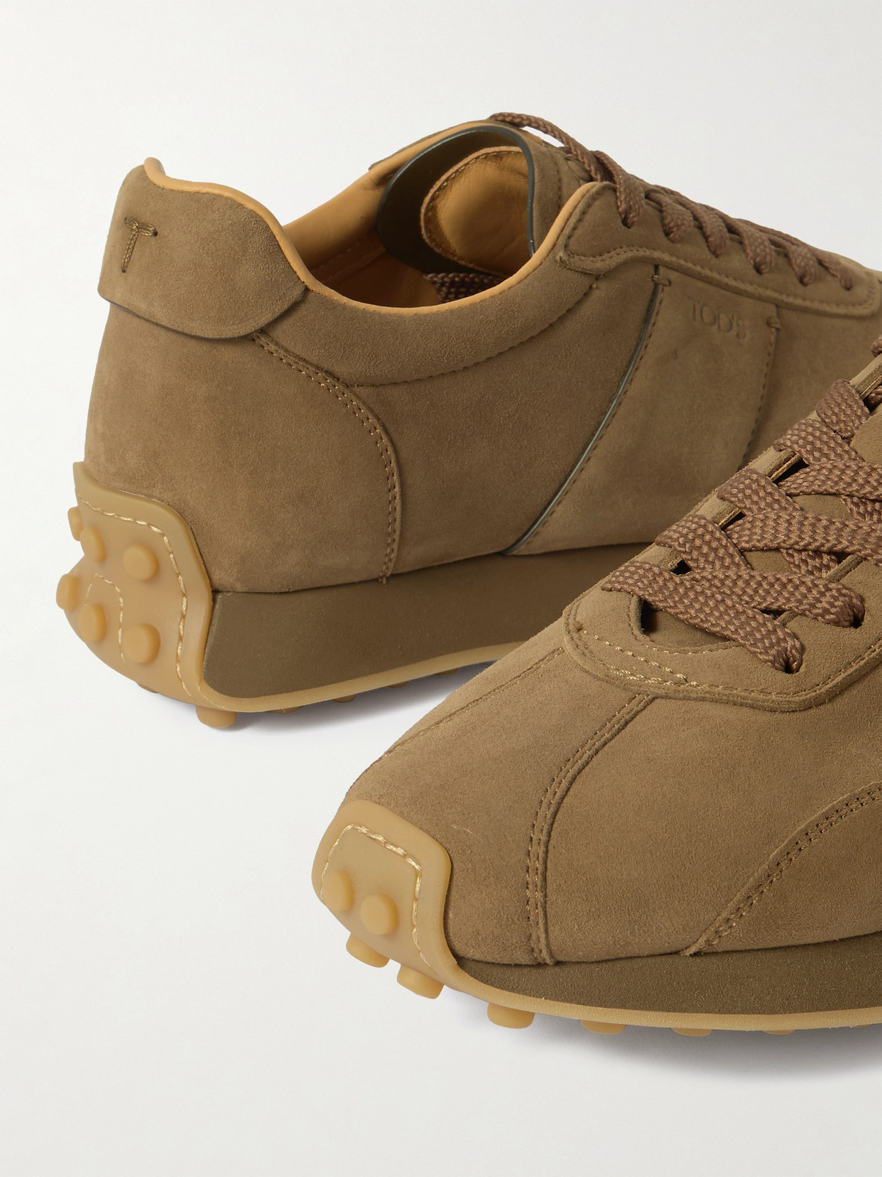 Tod's Brown Low Top Sneakers With Cleat Details On Heel And Sole In Brown