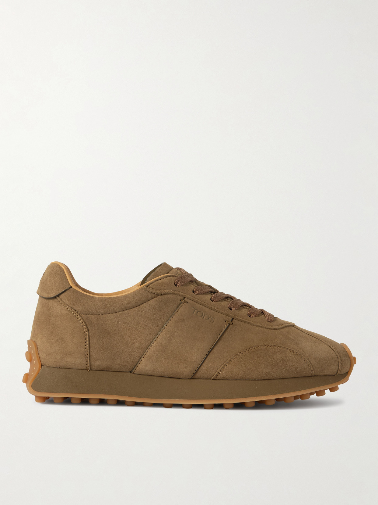Tod's Sportivo Active Leather-trimmed Suede Sneakers In Brown