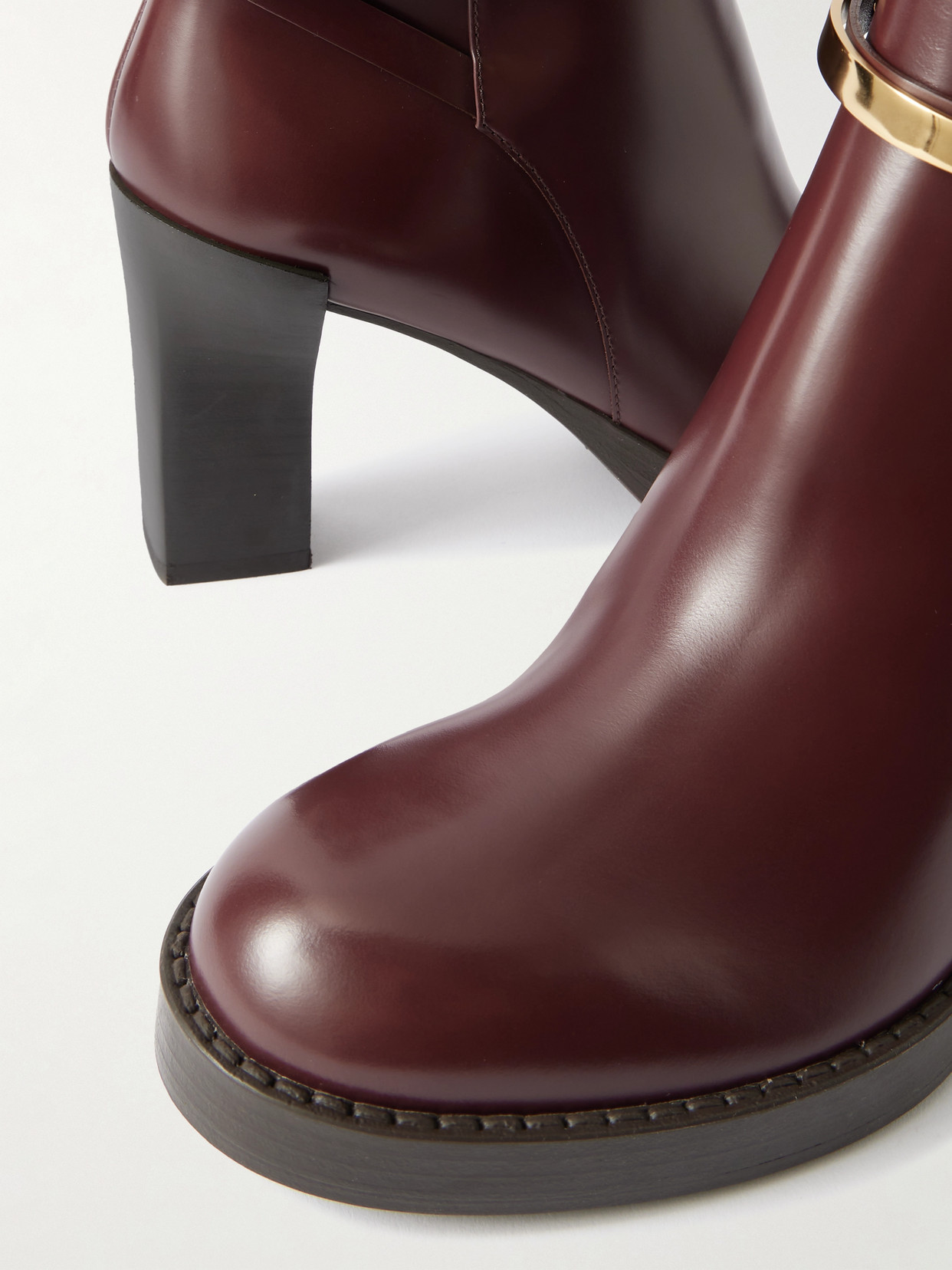 Gomma Embellished Glossed-Leather Ankle Boots