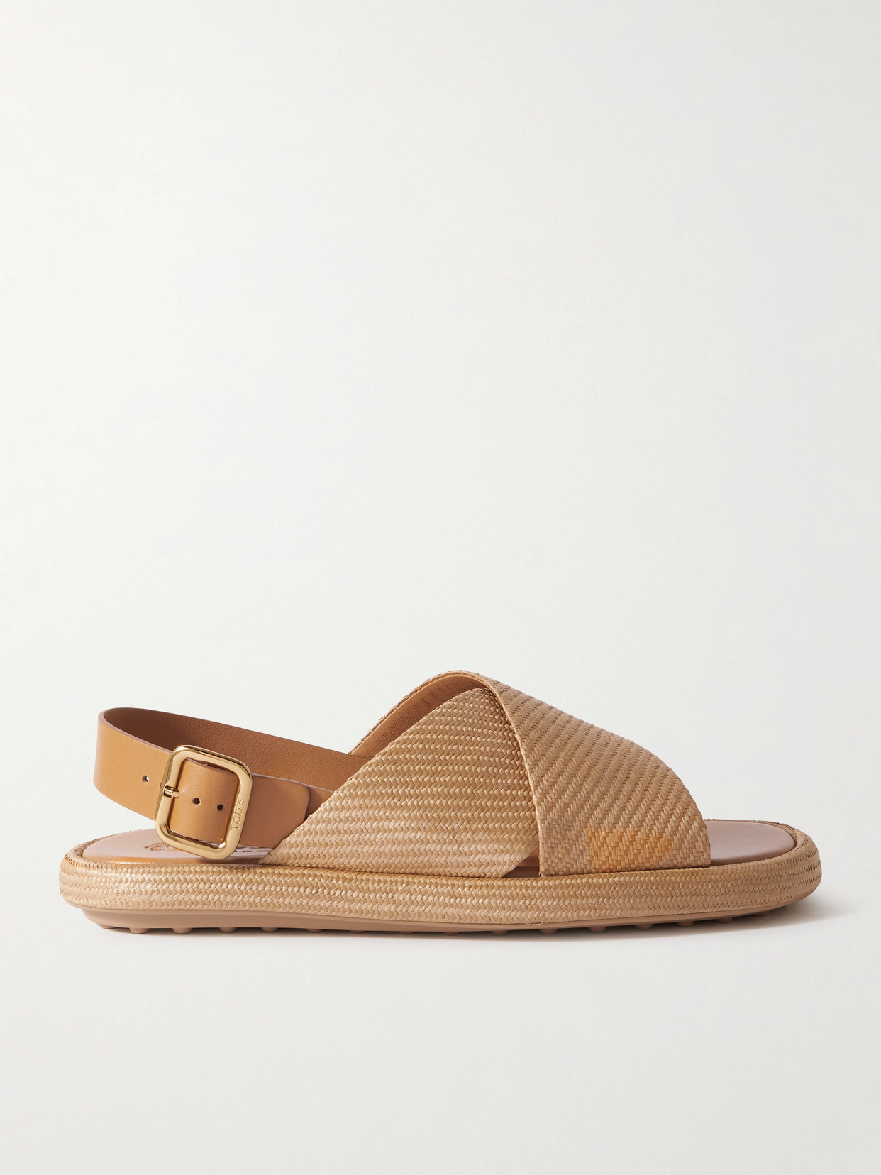 Tod's - Gomma Leather-trimmed Raffia Slingback Sandals - Beige