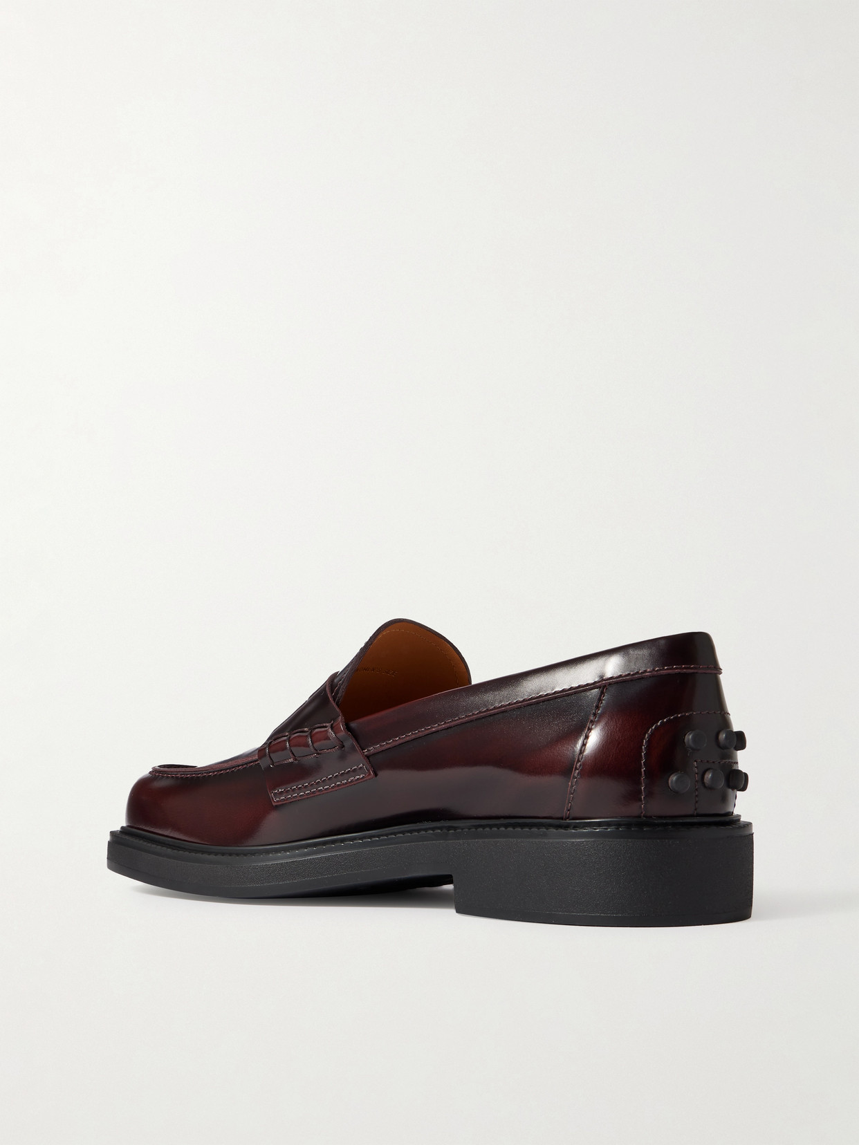 Tod's Glossed-leather Loafers In Brown