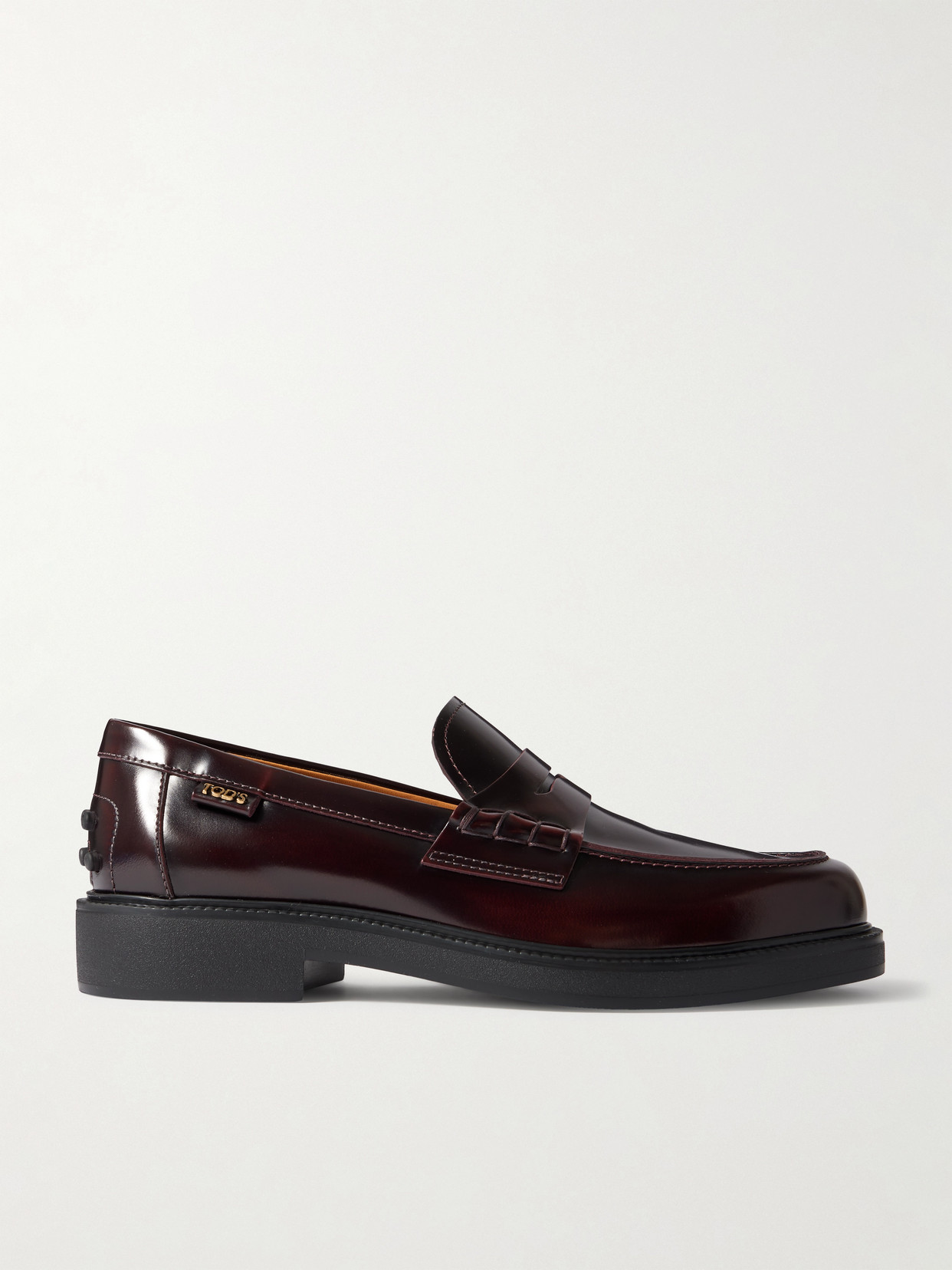 Tod's Glossed-leather Loafers In Brown