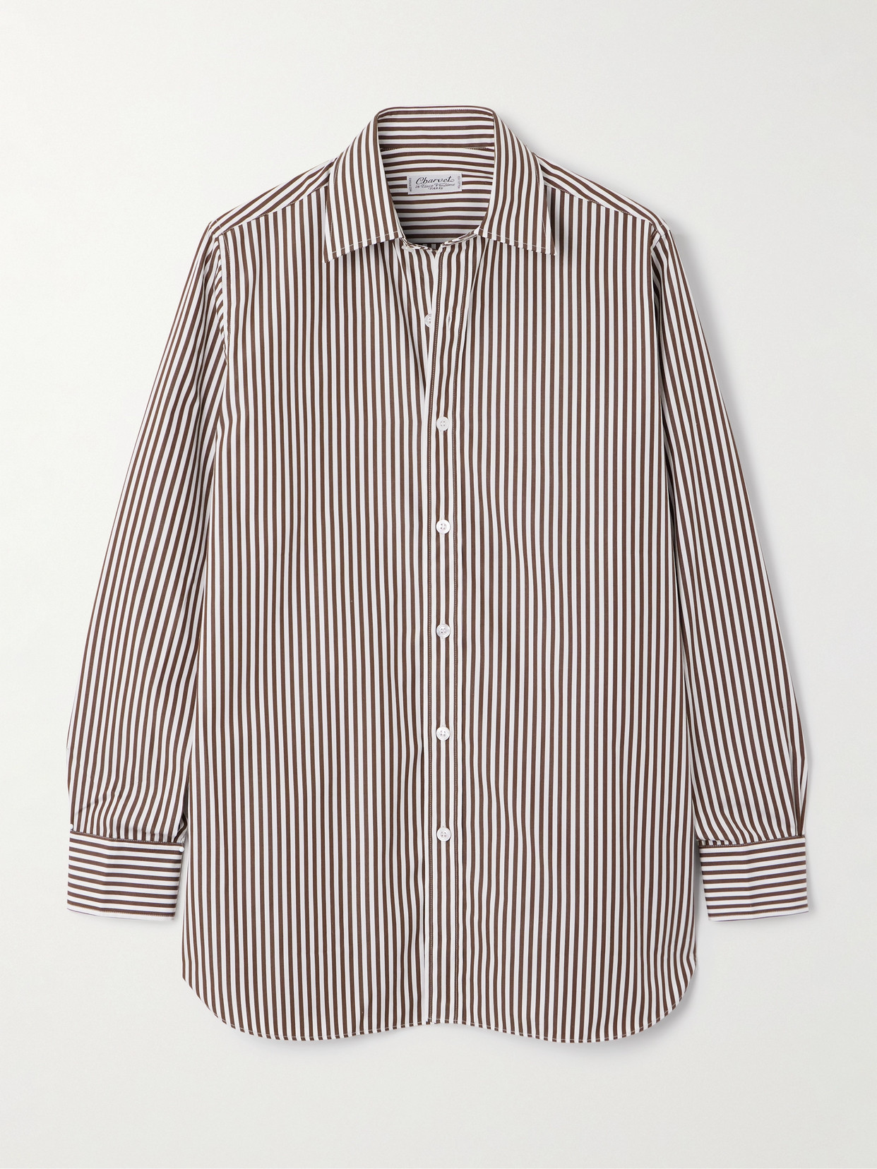 Charvet Striped Cotton-poplin Shirt In Brown