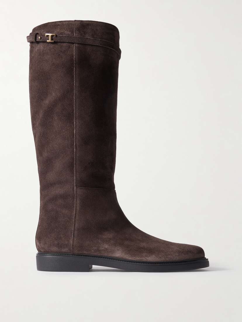 Tod's Embellished Suede Knee Boots