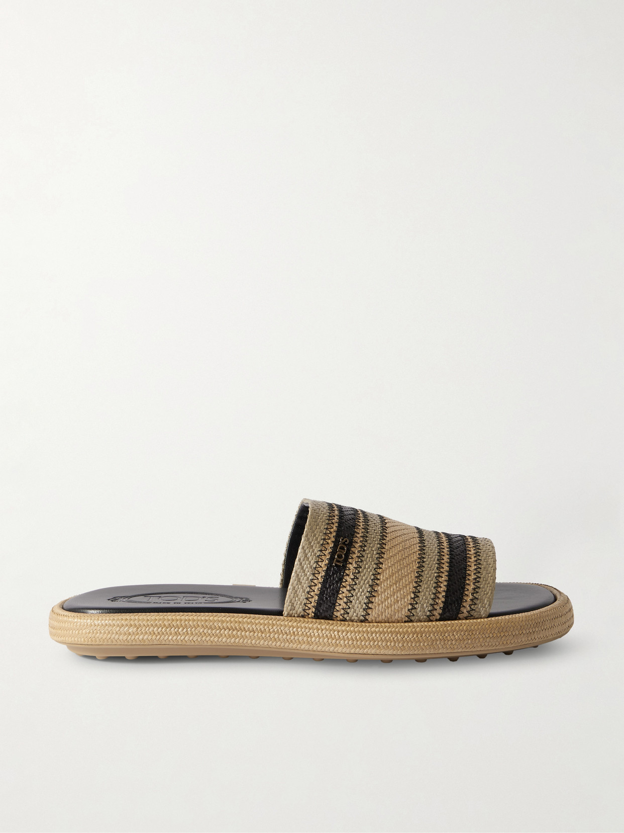 Tod's - Striped Raffia Slides - Beige