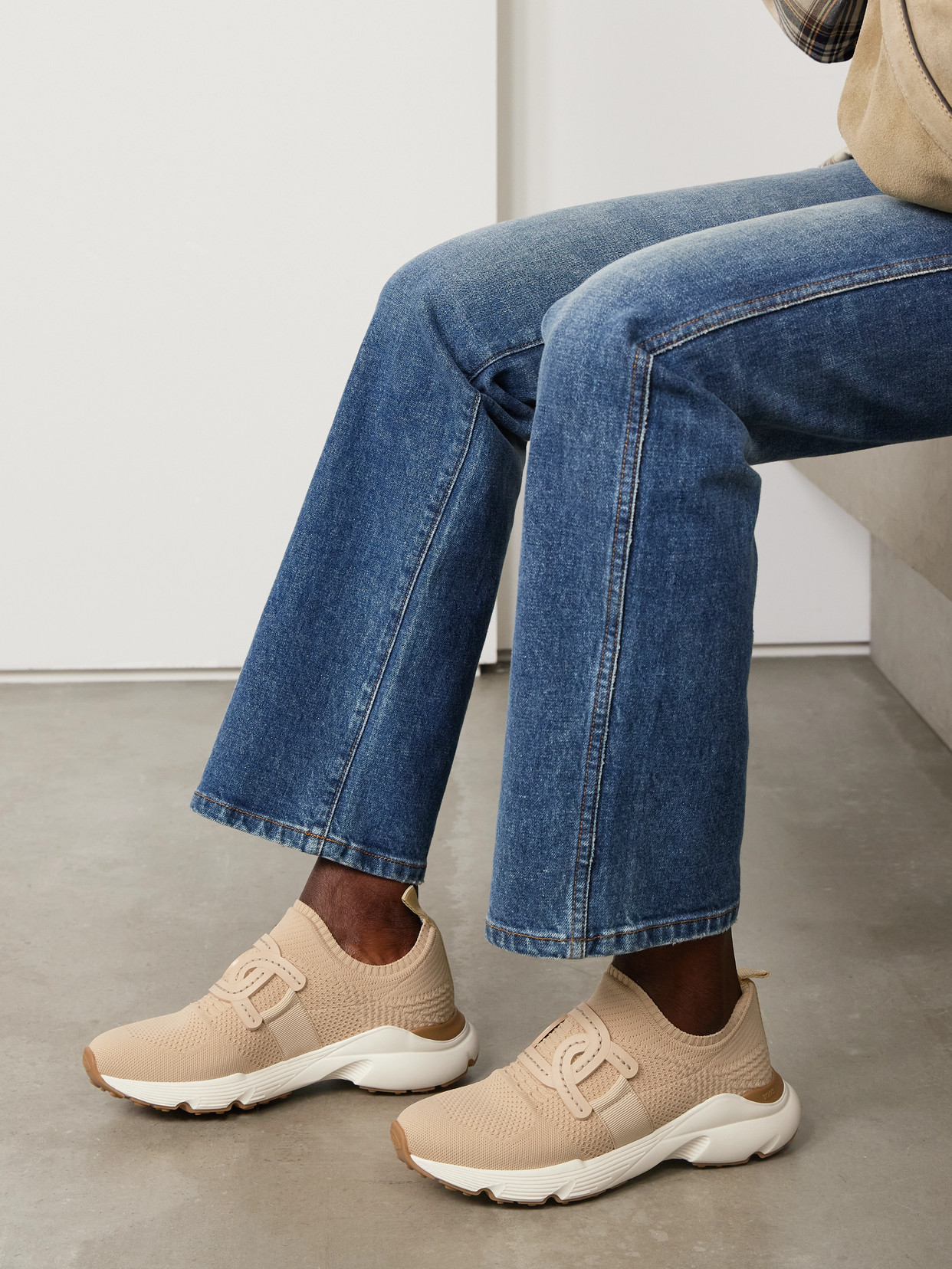 Tod's Womens Tan Comb Sport Run 54c Calzino Logo-embellished Mesh Low-top Trainers Eur 38/5 Uk In Beige_rosato