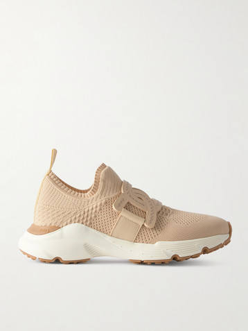Tod's Leather-trimmed stretch-knit slip-on sneakers
