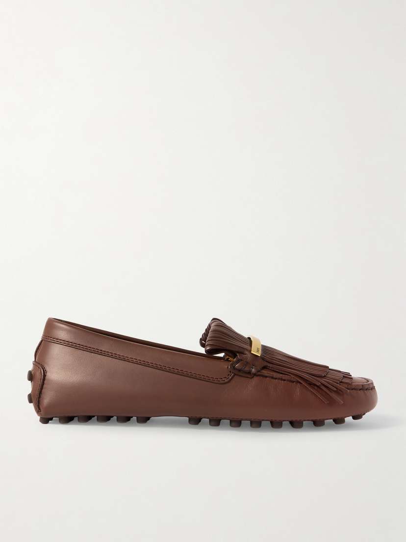 Tod's Gommino Embellished Fringed Leather Loafers