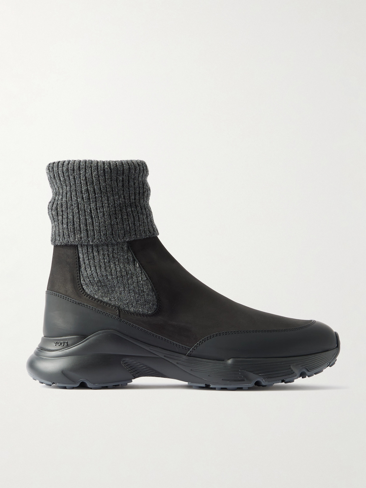 Tod's Stretch-knit, Leather And Rubber Sneakers In Gray