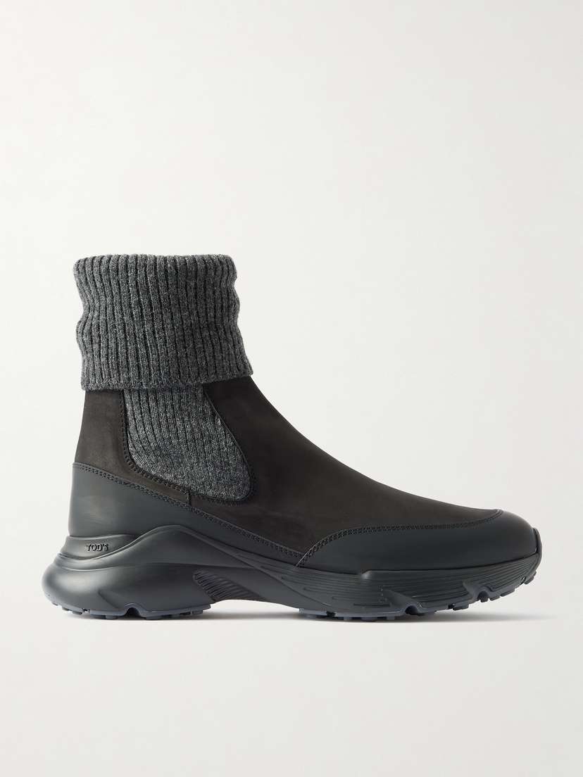 Tod's Stretch-knit, Leather And Rubber Sneakers