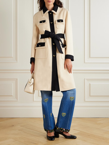 Valentino Garavani Belted two-tone brushed wool and cashmere-blend coat