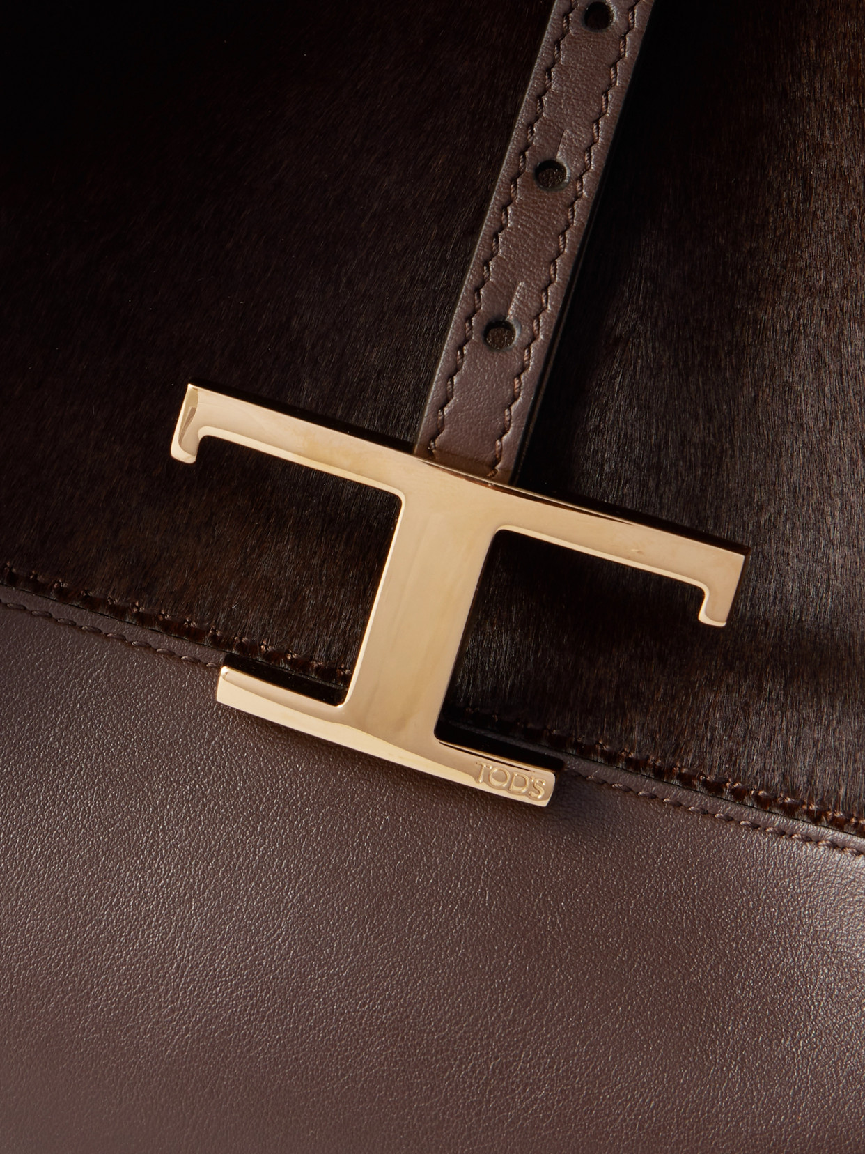 Tod's Tsb Paneled Suede, Cow Hair And Leather Tote
