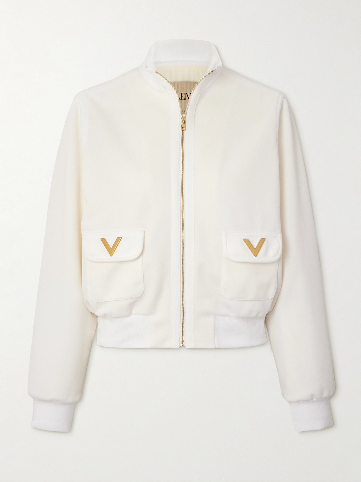 Valentino Embellished Jersey Jacket In White