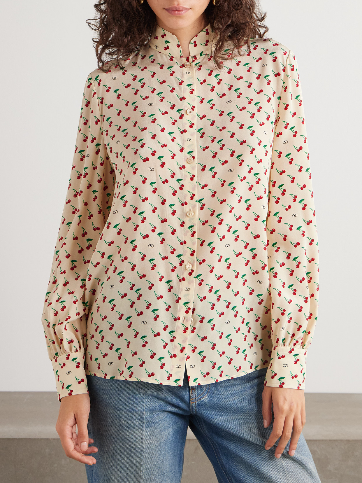 Valentino Camicia In Crepe Stampata Donna In Multi