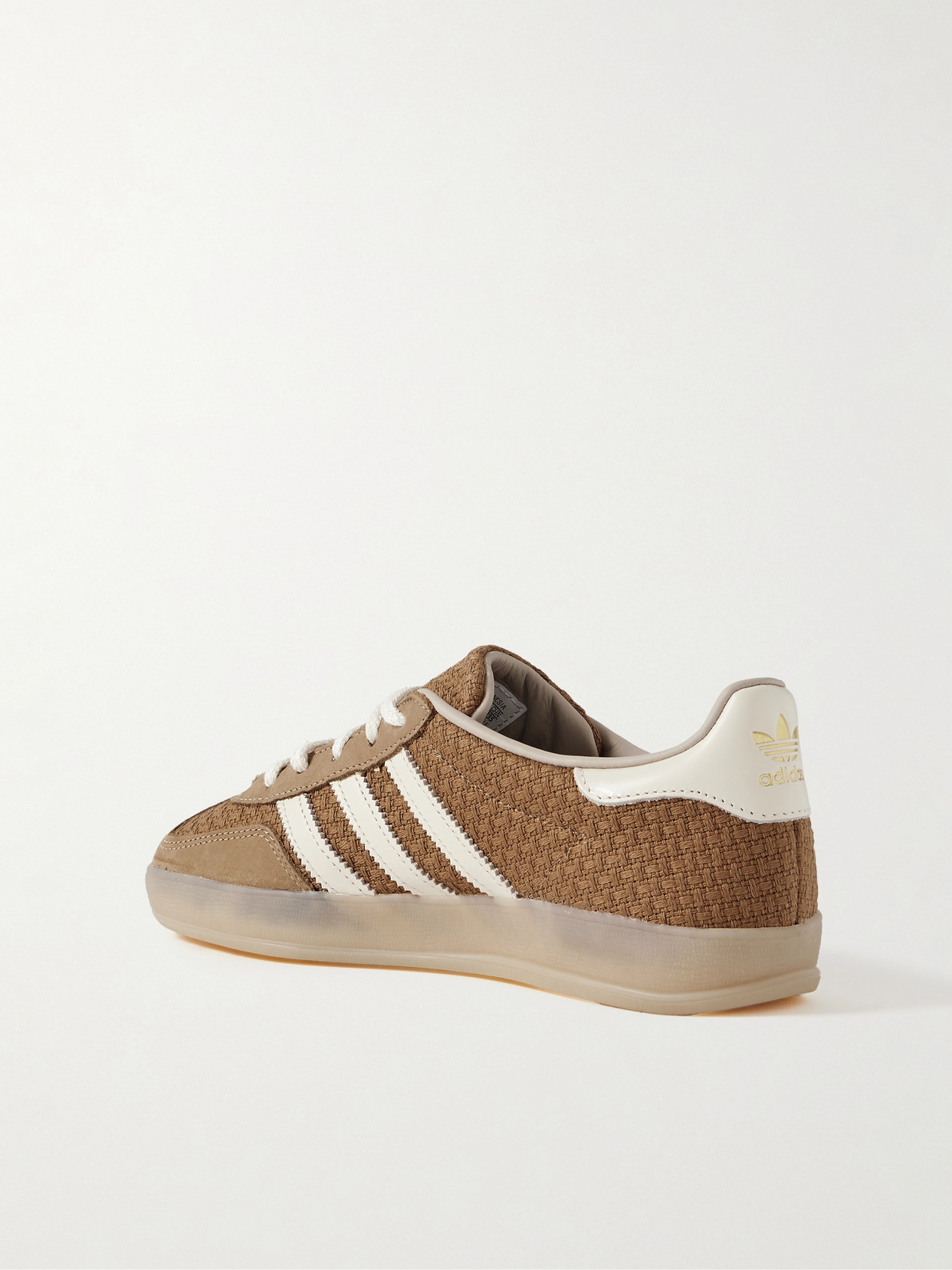 Adidas Originals Gazelle Indoor Nubuck And Leather-trimmed Jacquard Sneakers In Brown