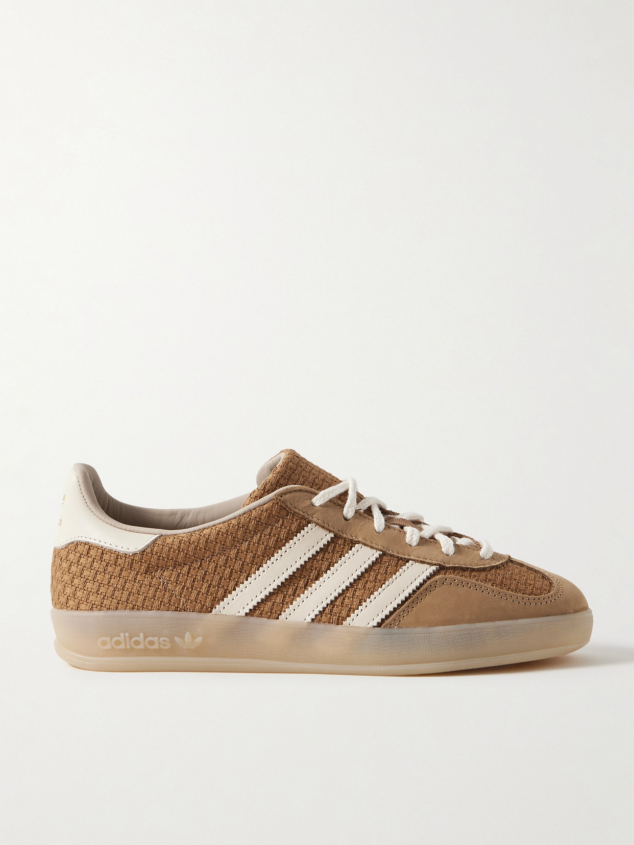 Adidas Originals Gazelle Indoor Nubuck And Leather-trimmed Jacquard Sneakers In Brown
