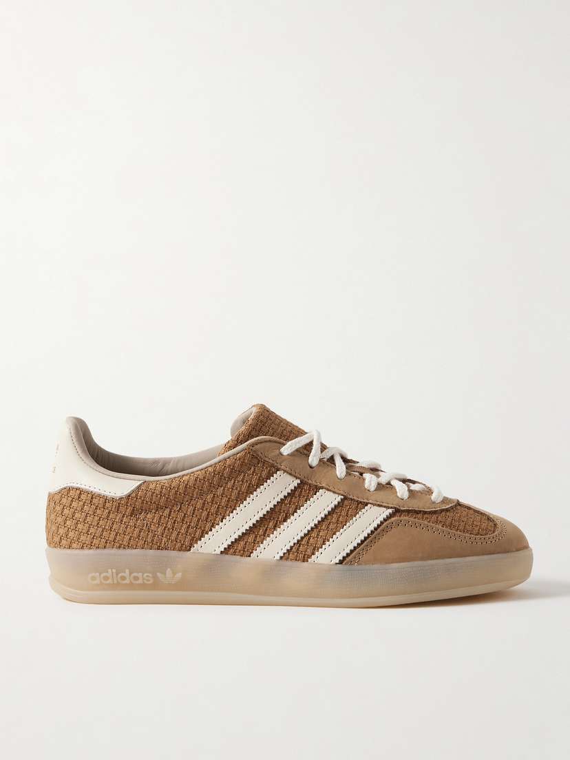adidas Originals Gazelle Indoor Nubuck And Leather-trimmed Jacquard Sneakers