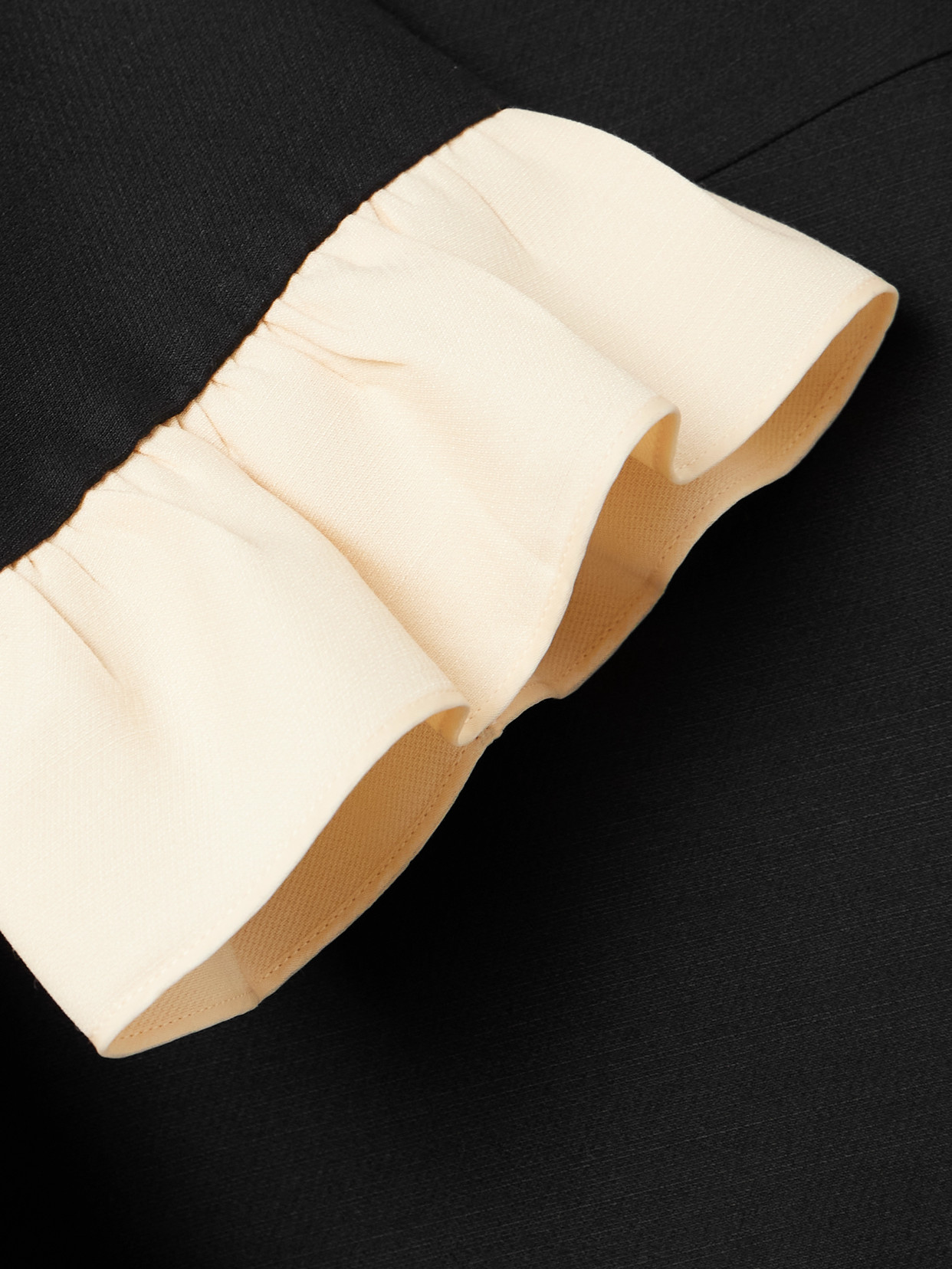 Valentino Womens Navy Betulla Ruffled V-neck Wool And Silk Midi Dress In Black