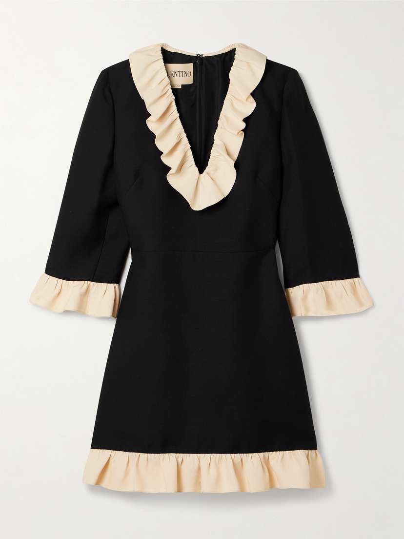 Valentino Garavani Ruffled Wool And Silk-blend Crepe Mini Dress
