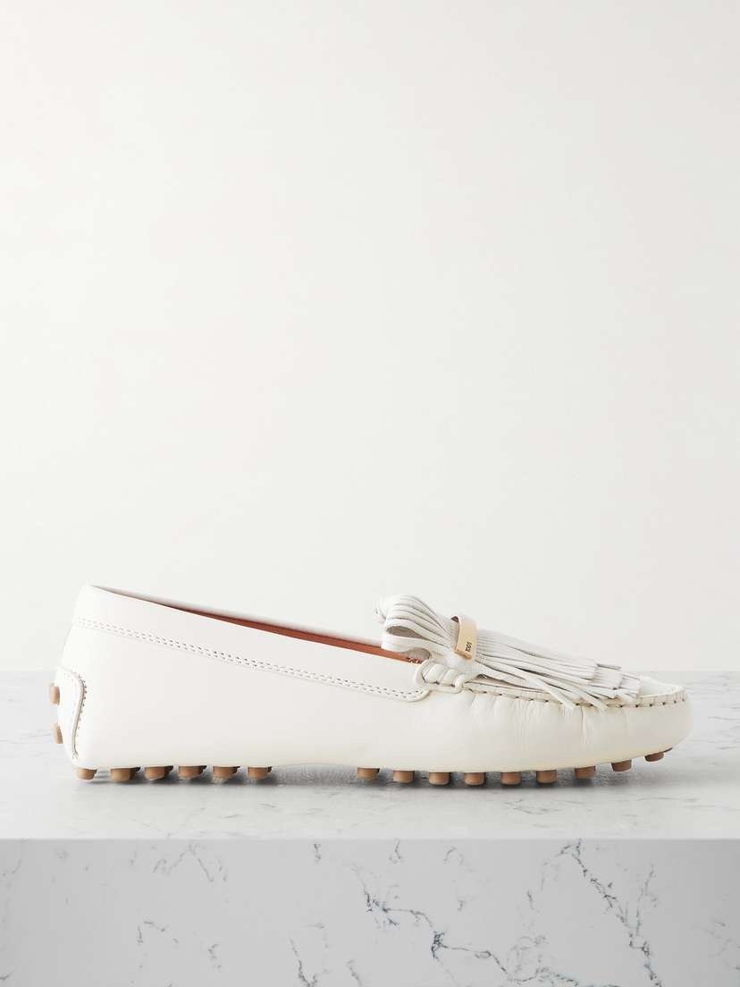 Tod's Gommino Embellished Fringed Leather Loafers