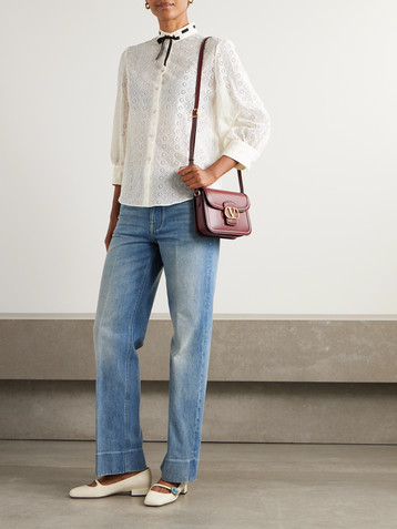 Valentino Garavani Bow-detailed broderie anglaise cotton blouse
