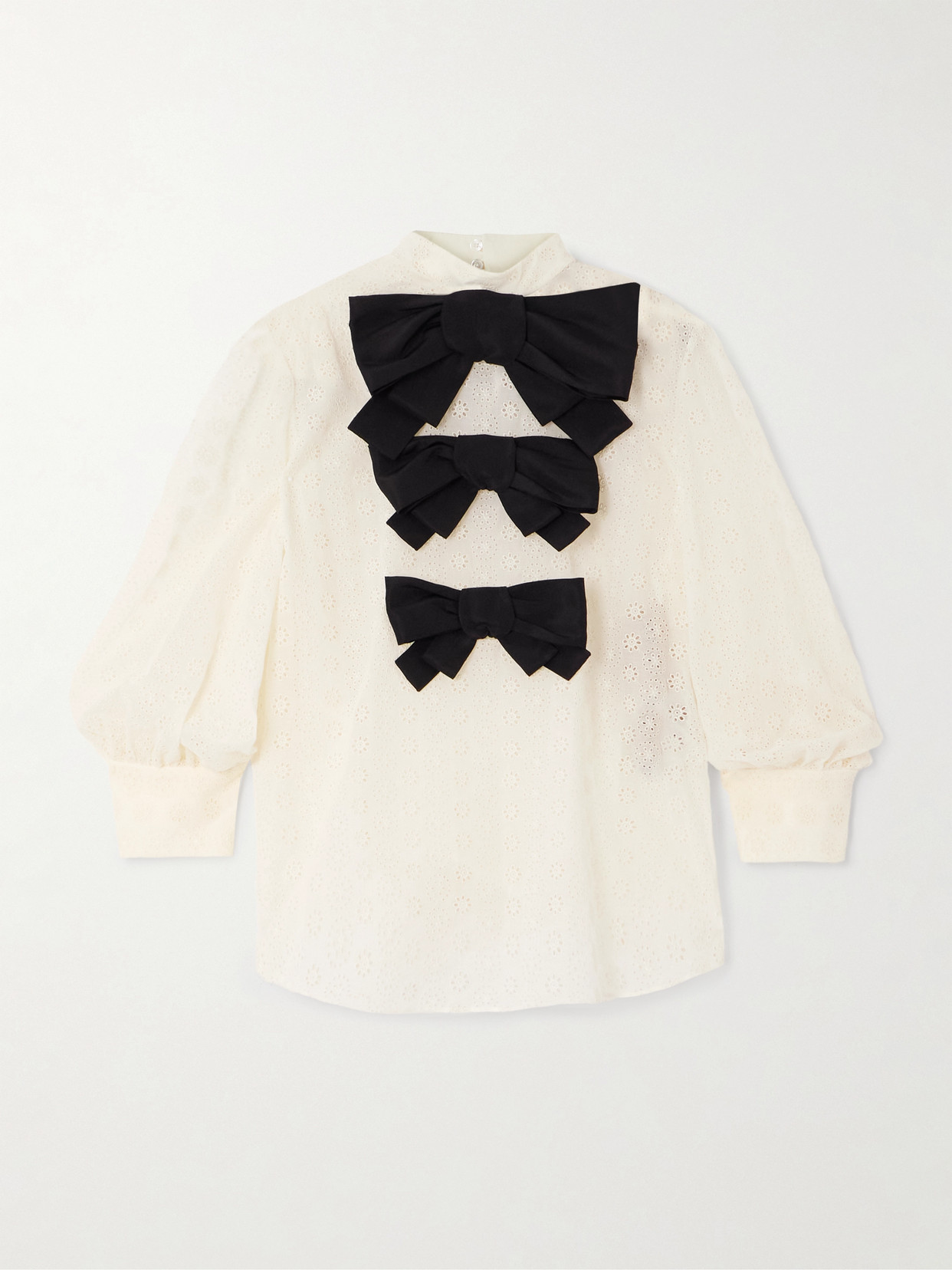 Valentino Bow-embellished Broderie Anglaise Cotton Blouse In White