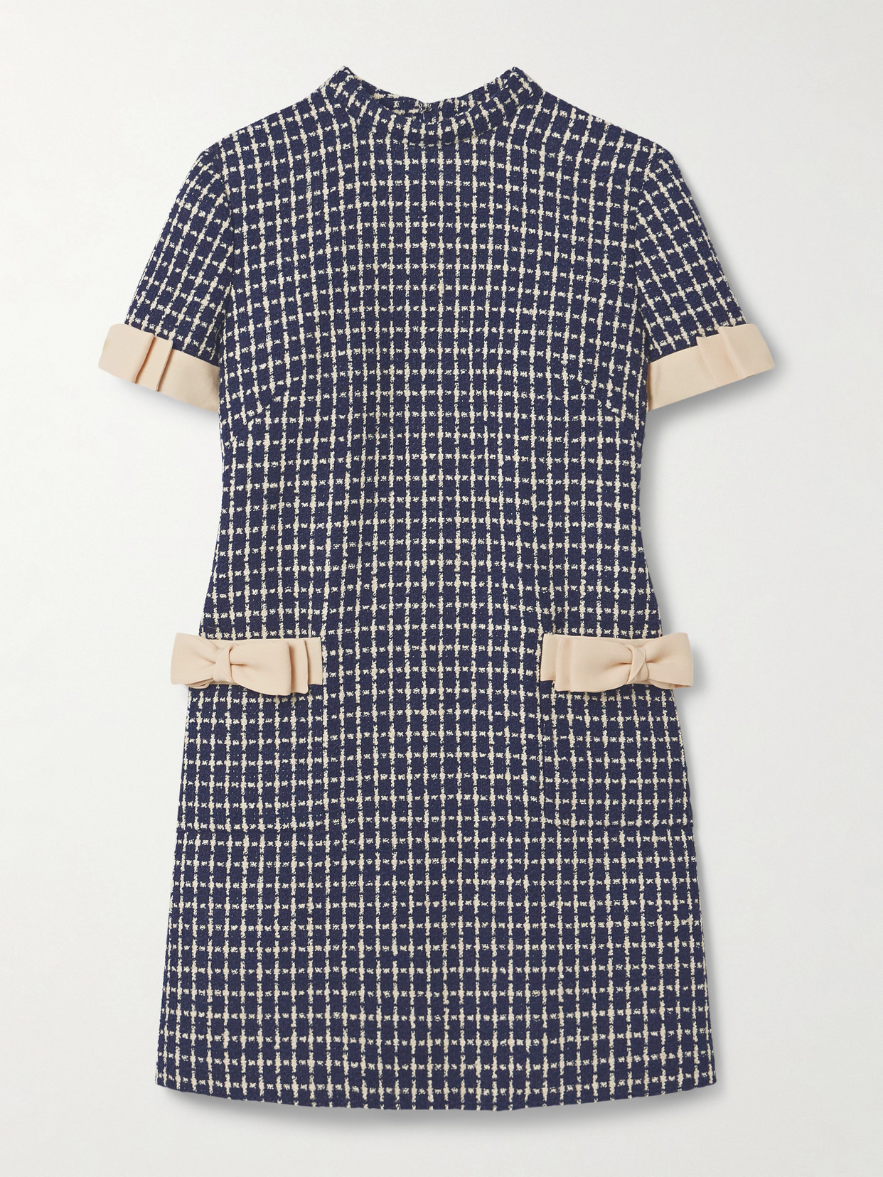 Valentino Textured Bow Detail Short Dress In Gray