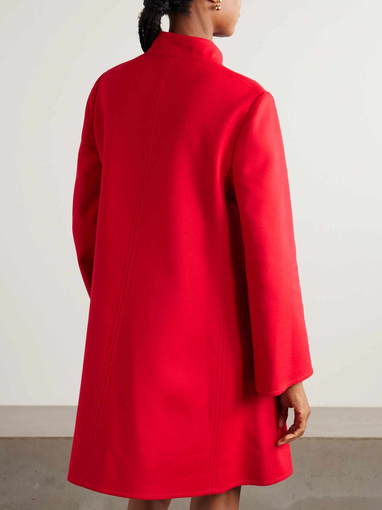 Valentino Embellished Wool-blend Coat In Red