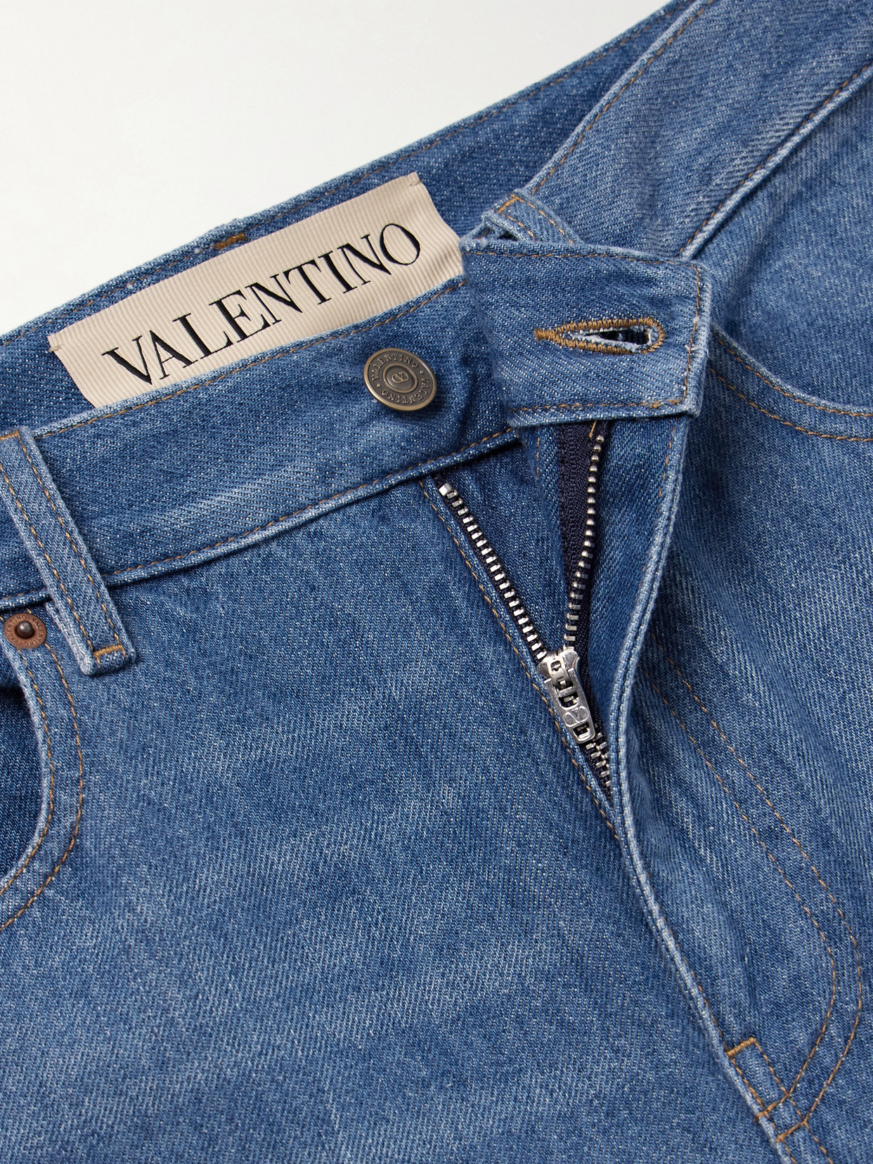 Garavani - Embroidered Embellished High-Rise Straight-Leg Jeans
